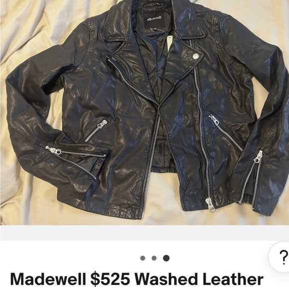 Madewell Black Leather Moto Jacket Asymmetrical Design - Picture 3 of 3